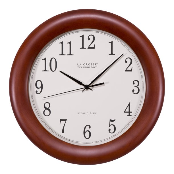 La Crosse Technology WT3122A 12.5 Inch Cherry Wood Atomic Analog Clock