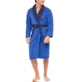 thumbnail image 3 of Notus Shawl Collar Bathrobe for Men Soft Spa Nightgowns 100% Cotton Terry robes for Women - Towel Bathrobe Unisex Terry Cloth Bathrobe, Soft Shower Spa Robe Navy Collar Blue S, 3 of 7