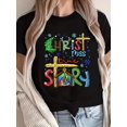thumbnail image 1 of Women'S Fashion T-shirt, Women'S Casual Round Neck T-shirt, "Christmas Tree HRIST Snowflake" Print, Fashionable And Casual Spring And Summer Sports Short-sleeved Tops, 1 of 6