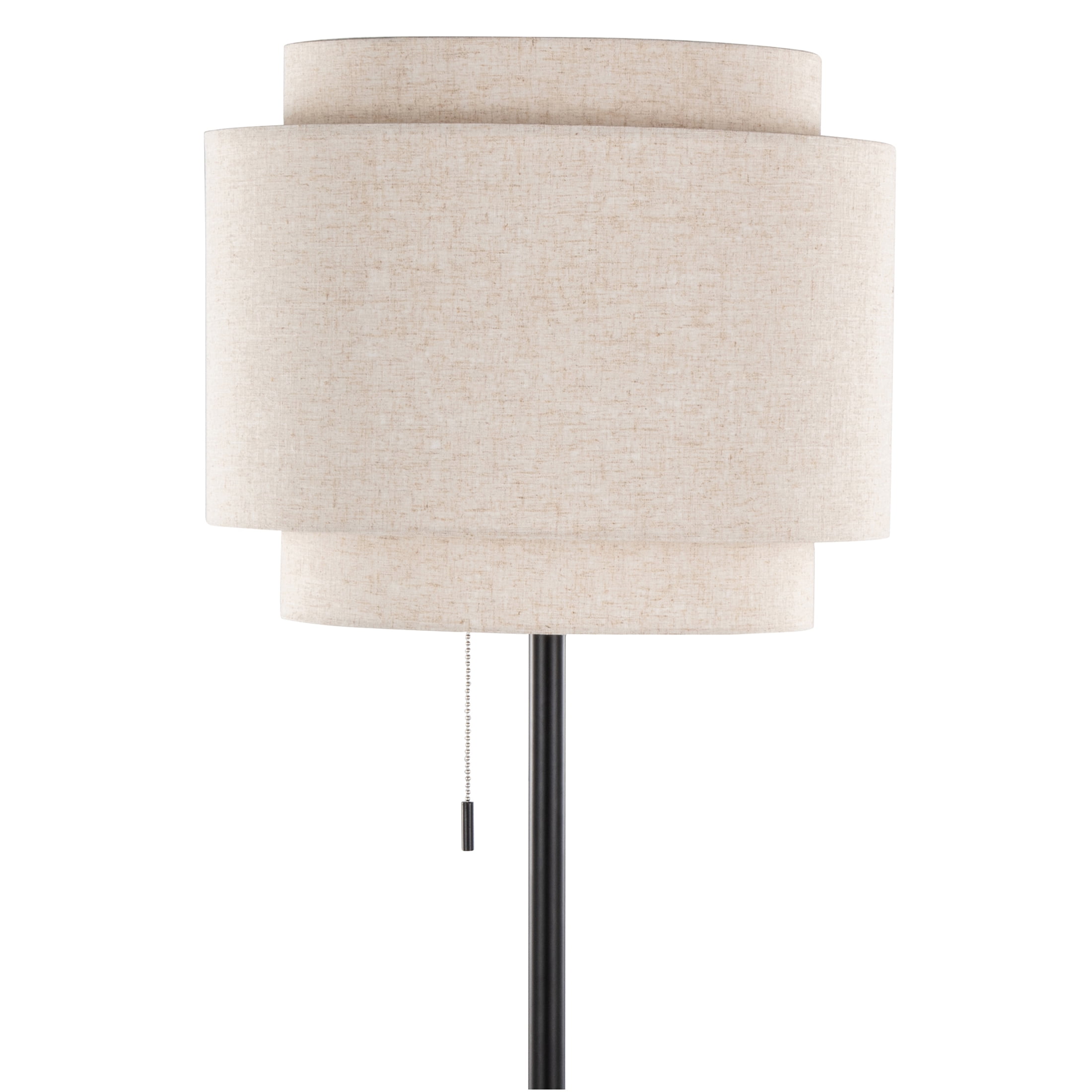 JERFIT Modern Floor Lamp with Tiered Shade, Black Metal Standing Lamp for Living Room Bedroom Office