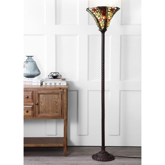 JONATHAN Y Williams Tiffany-Style 71" Torchiere LED Floor Lamp, Bronze, JYL8001A