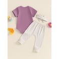 thumbnail image 5 of Newborn Baby Girl Little Sis Outfits Letter Short Sleeve T-shirt Romper Pants Set Headband Coming Home Hospital Clothes, 5 of 8