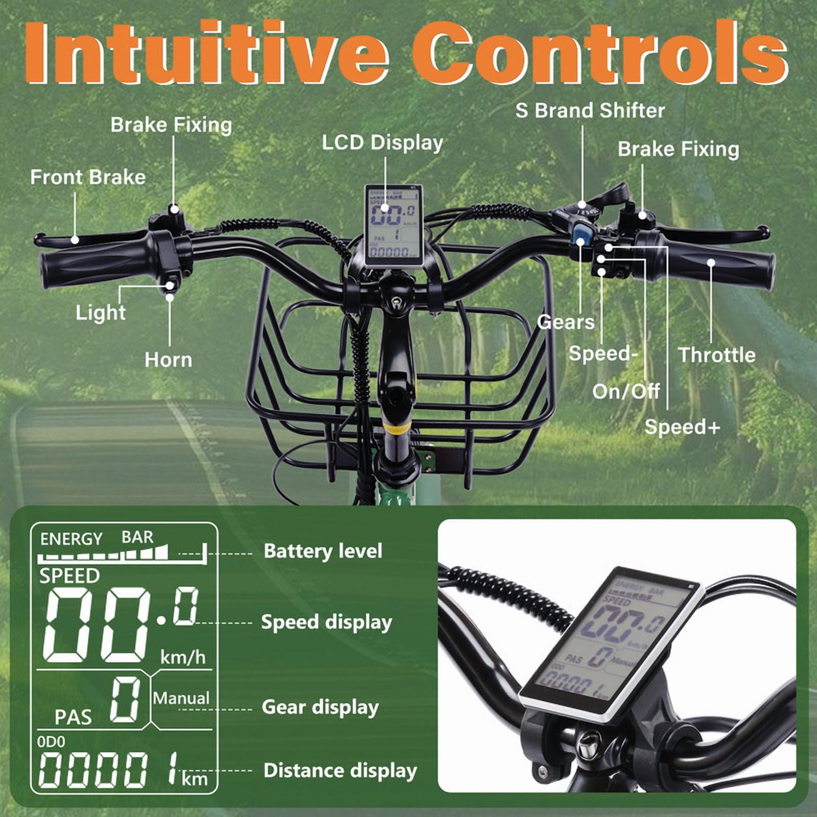 Broobey Electric Tricycle for Adults Folding ETrike E-Tricycle 3 Wheel Electric Trike w/ Two Baskets 48V15AH Lithium Battery Peak 1000W Motor 20*4" Fat Tire Green UL2849 by SGS