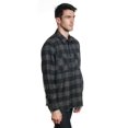 thumbnail image 3 of YAGO Men's Casual Plaid Flannel Long Sleeve Button Down Shirt Black/A3B (S-5XL), 3 of 3