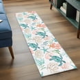 thumbnail image 3 of Runner Rug 2'x6', Teal Red Coastal Washable Non-Slip Hallway Runner Rugs, Beach Nautical Sea Turtle Coral Starfish Bedside Rugs Floor Mats Carpet Runners for Kitchen Bathroom Laundry Room, 3 of 8