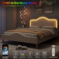 thumbnail image 3 of Kicctian Queen Size Bed with Adjustable LED Headboard & Velvet Princess Platform,Wood Slats Support, No Box Spring Needed, White, 3 of 4