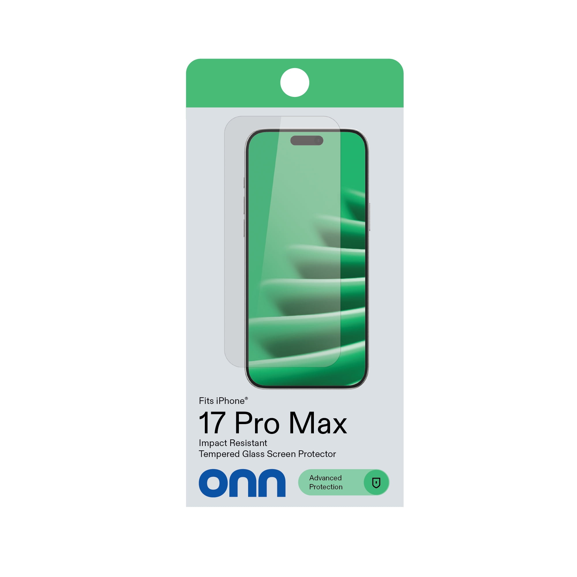 onn Impact Resistant Glass Screen Protector with Easy Application Tray for iPhone 17 Pro Max
