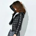 thumbnail image 6 of Winter Down Coat Thin Padded Hood Mid Length Full Zipper Windproof Plus Size Long Sleeves Pockets Warm Daily Wear Outwear Cotton Jacket, 6 of 8