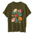 thumbnail image 5 of Njoeus Blouses for Women Dressy Casual Custom T Shirts Womens Casual Oversized T-Shirt Trendy Cute Floral Tops Summer Workout Shirts Loose Funny Flowers Graphic Tees for Women Teen Girls White Blouse, 5 of 5