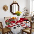thumbnail image 3 of Red Snowman Christmas Table Cloth Waterproof Tablecloths, Winter Snowflake Xmas Gifts Tablecloth Dining Table Cover for Kitchen Party Tabletop Outdoor, Square Tablecloth 54x54 Inch, 3 of 9