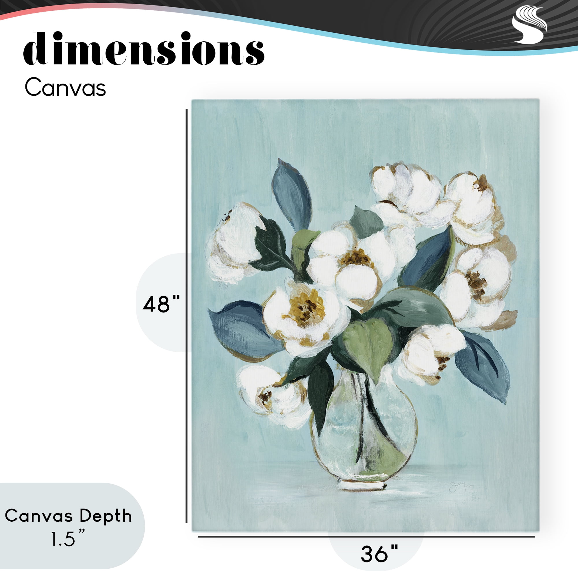 Stupell Industries Magnolia Arrangement over Blue Canvas Wall Art, design by Janet Tava