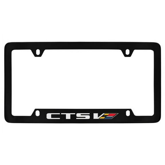 Cadillac CTS-V Black Coated Metal Bottom Engraved License Plate Frame Holder