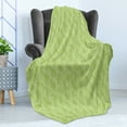thumbnail image 4 of Leaves Soft Flannel Fleece Throw Blanket, Green Leaves with Curvy Twigs Botanical Natural Forest Inspiration, Cozy Plush for Indoor and Outdoor Use, 50" x 70", Pale Green White, by Ambesonne, 4 of 5