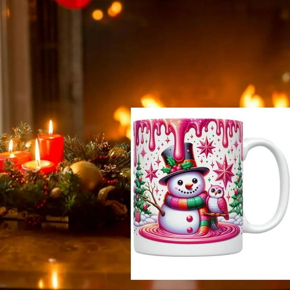 Christmas Themed Coffee Mugs Snowmans Cup for Hot Chocolate Visual Effect Pattern Ceramic Water Festival Mug