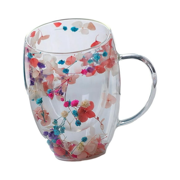 Double Wall Coffee Cups with Handle Borosilicate Glass Cappuccino Mugs Drink Mug Style C