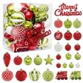 thumbnail image 1 of 65 piezas de adornos para árbol de Navidad, juego de decoración de bolas de Navidad, bola de Navidad roja, verde y blanca, juego de adornos para árbol colgantes inastillables, 1 of 6