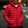 thumbnail image 5 of Mrmaere Men's Hooded Puffer Jacket Full-Zip Horizontal Quilted Lightweight Warm Outerwear for Daily & Cold-Weather Red XXL, 5 of 9