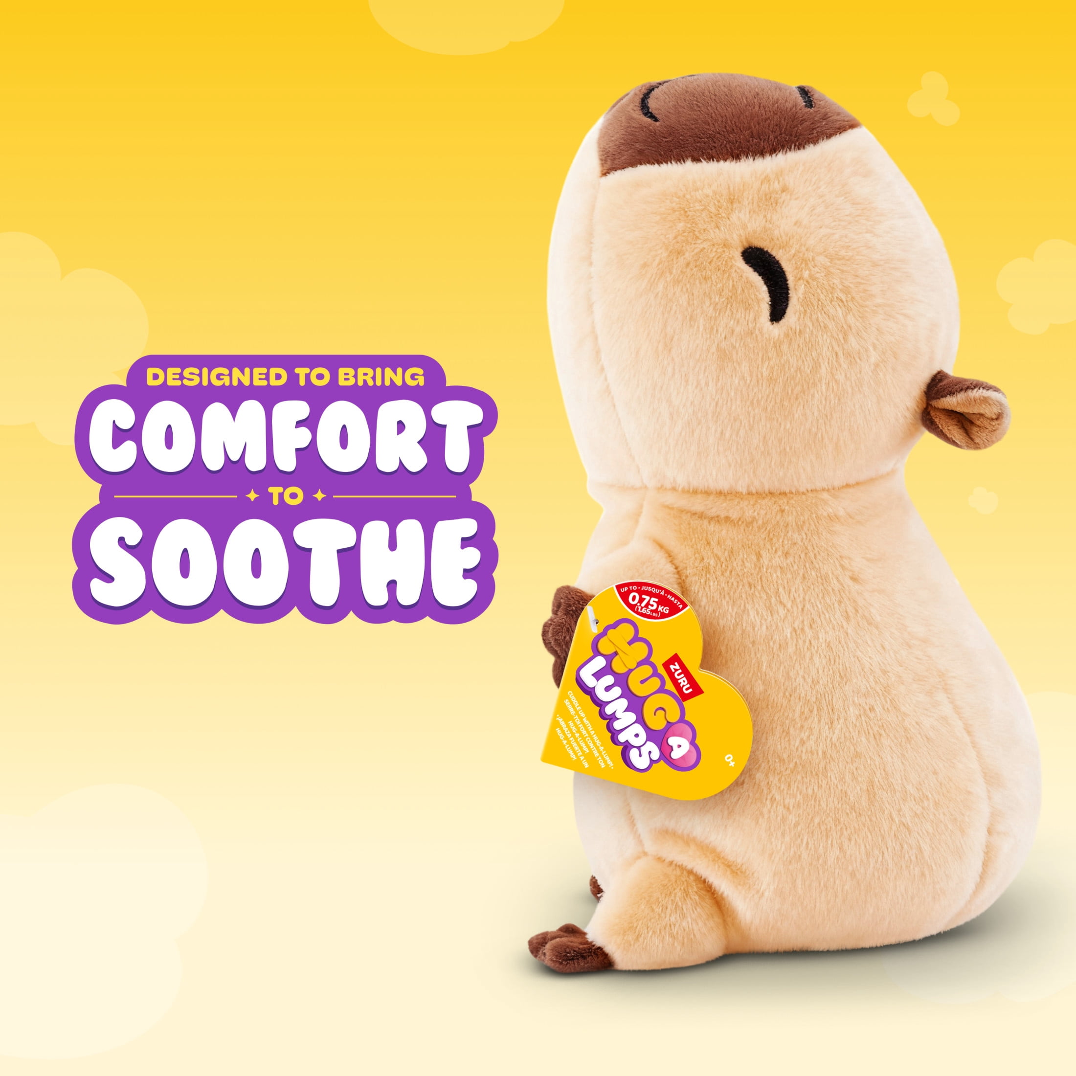 Hug a Lumps Small 1.65 lbs Connie the Capybara Weighted Plush, Soft Stuffed Animal Toy by ZURU