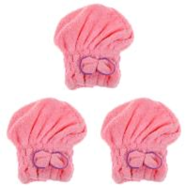 Gorro de secado de microfibra para el cabello con lazo para la cabeza, regalo para mujer, color rosa