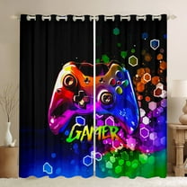 Erosebridal Male Gamepads Curtains for Living Room,Video Game 30%-50% Blackout Curtains Set of 2 (38x45),Gradient Honeycomb Curtains and Drapes (38x45),Geometric Room Decor