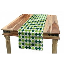 Geometric Table Runner, Classical Diamond Line Pattern with Dotted Lines Vintage Design, Dining Room Kitchen Rectangular Runner, 3 Sizes, by Ambesonne