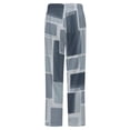thumbnail image 6 of Abstract Blue Rectangle Pattern Winter Female Pants Flannel High Waist Women Pants Lady Warm Straight Leg Plush Trousers, 6 of 7