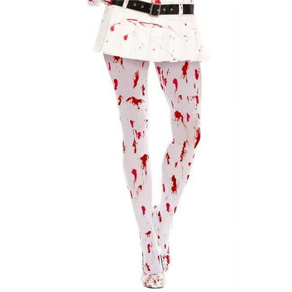 Music Legs Women's Women's Bloody Pantyhose 37551-WHITE/RED