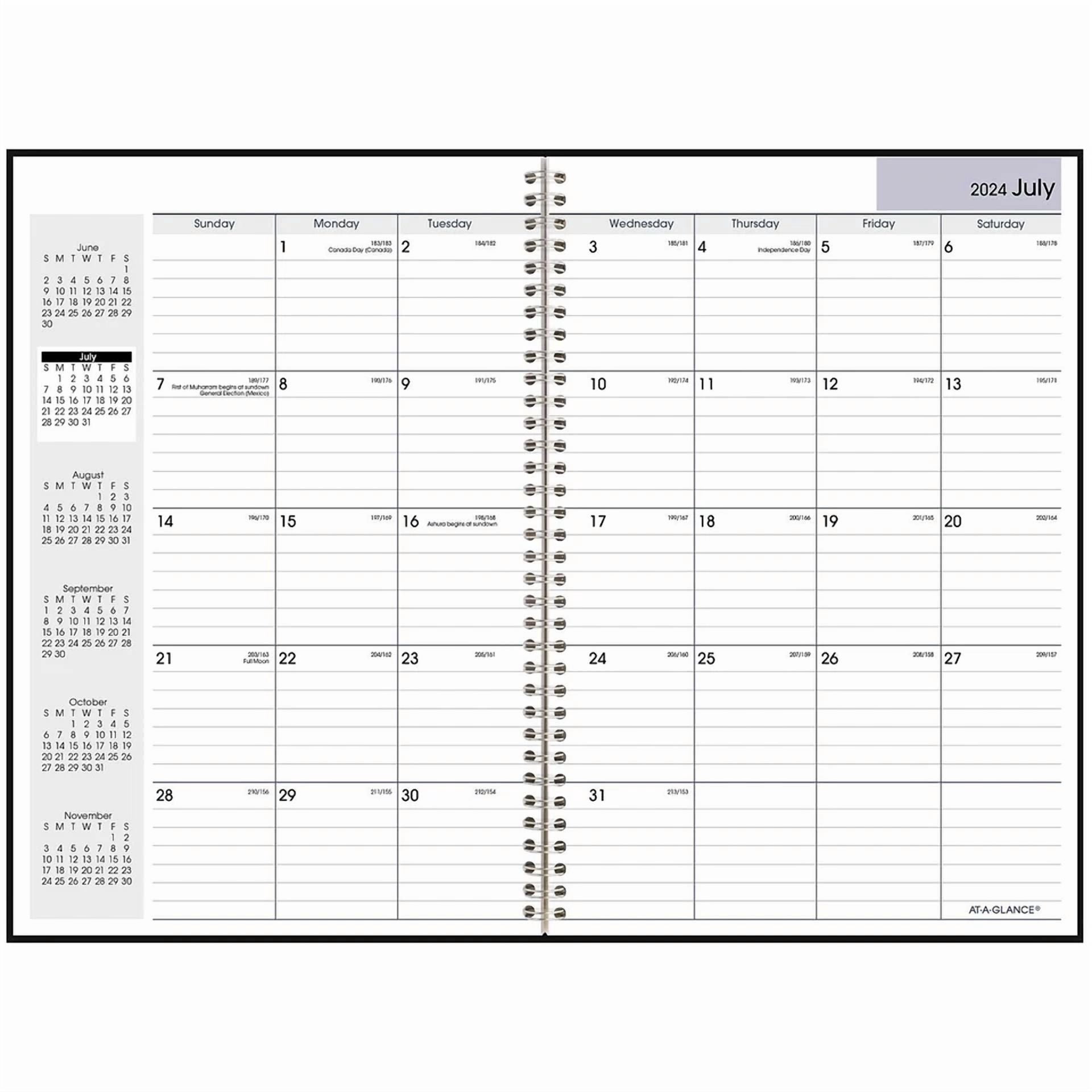 2024-2025 At-A-Glance Dayminder 8" X 12" Academic Monthly Planner Faux Leather
