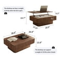 thumbnail image 6 of Noble House Leigh 38.6" Fluted Lift-Top Coffee Table with Adjustable Height, Hidden Storage, for Living Room, Walnut, 6 of 13