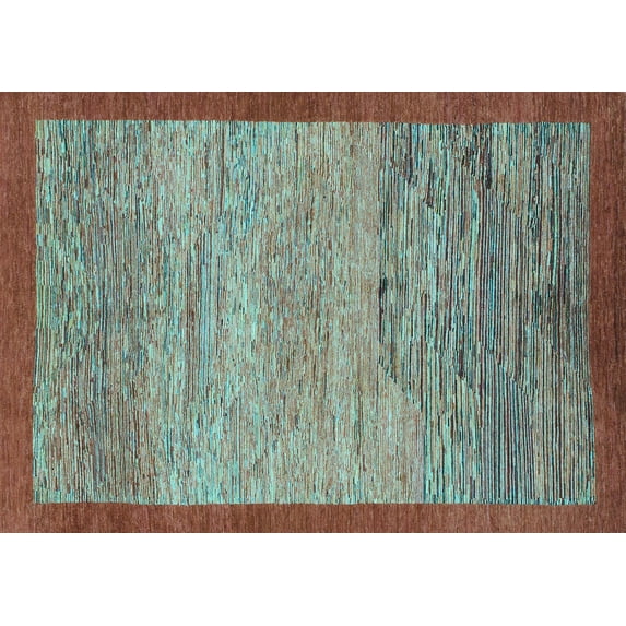 Ahgly Company Indoor Rectangle Abstract Light Blue Modern Area Rugs, 7' x 10'