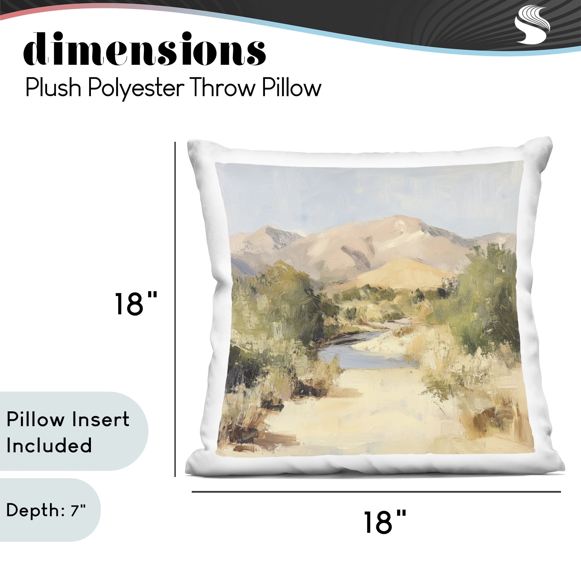 Stupell Industries Beige Desert Mountain Stream Decorative Printed Throw Pillow, design by Petal Prints Design, 18 x 7 x 18
