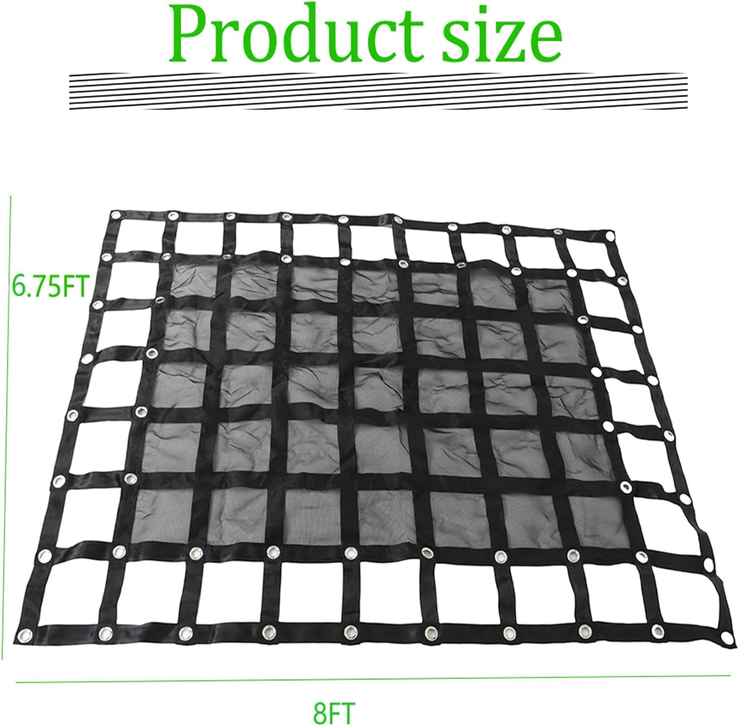 netuera Cargo Net, Heavy Duty Cargo Net with S-Hook Fittings, Adjustable Trailer Cargo Net, Truck Bed Net, Black (6.75FT x 8FT)