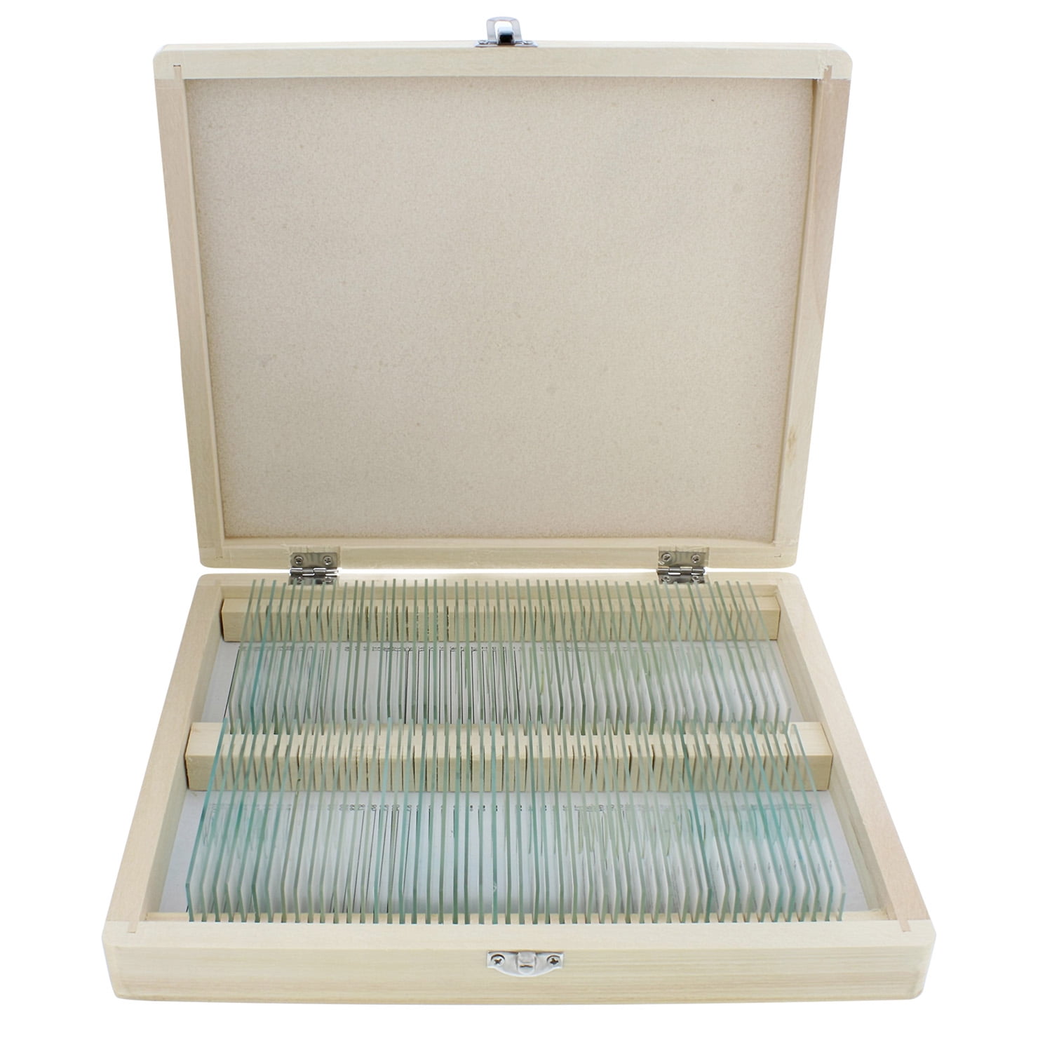 MonMed Prepared Microscope Slides 100 Pc Plant and Animal Microscope Sample Kit with Wooden Microscope Slide Box