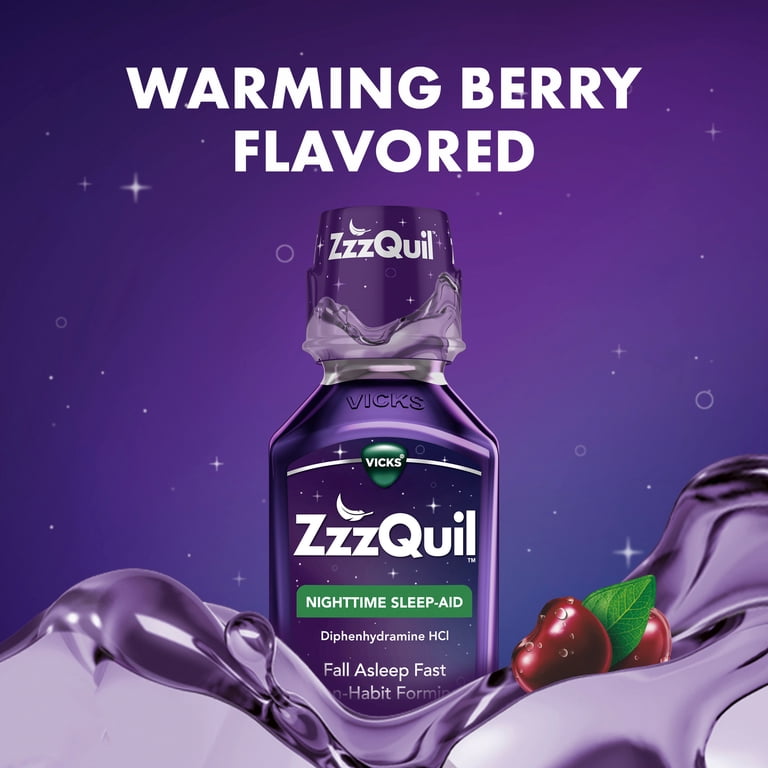 ZzzQuil Liquid Sleep Aid, Diphenhydramine 50mg HCl, Warming Berry