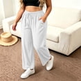 thumbnail image 2 of SBYOJLPB Women's Plus Size Pants Solid Color Elastic Waist Drawstring Pants with Pocket, 2 of 7
