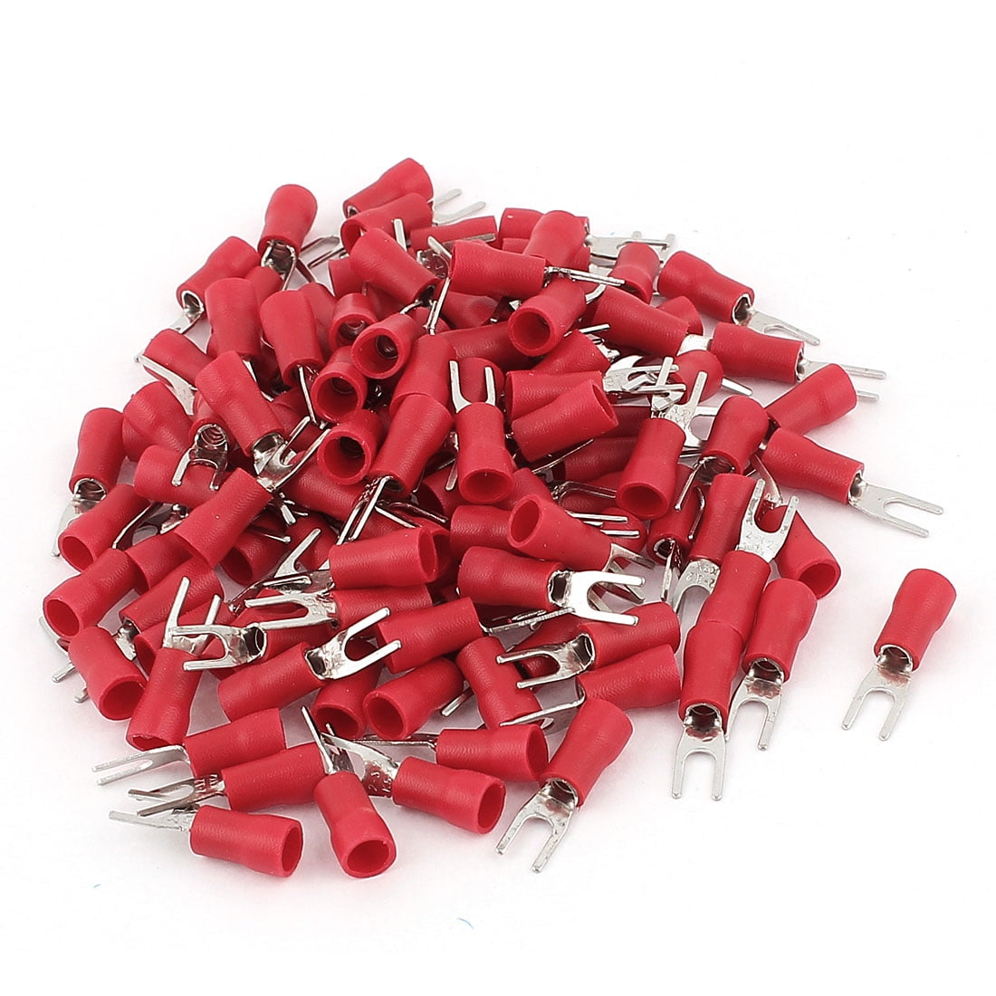 120pcs Fork Spade Insulated Cable Wiring Terminals Connectors Red for