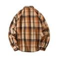 thumbnail image 4 of Plaid Shirt Men Long Sleeve Casual Flannel Button Down Lapel Tops Plus Size Loose Winter Daily Mens Shirts Coffee L, 4 of 4