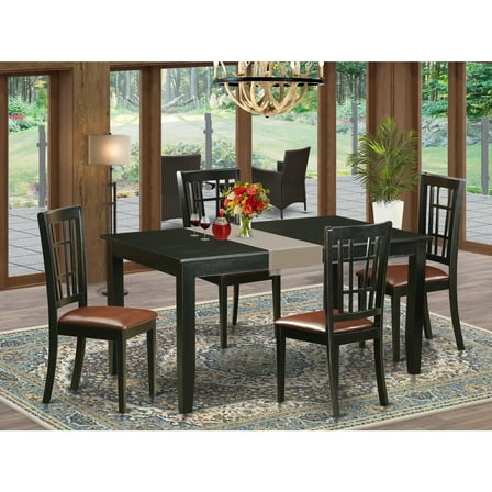 Dinette Set - Kitchen Table with 6 Chairs - Solid Wood Dining Room Set