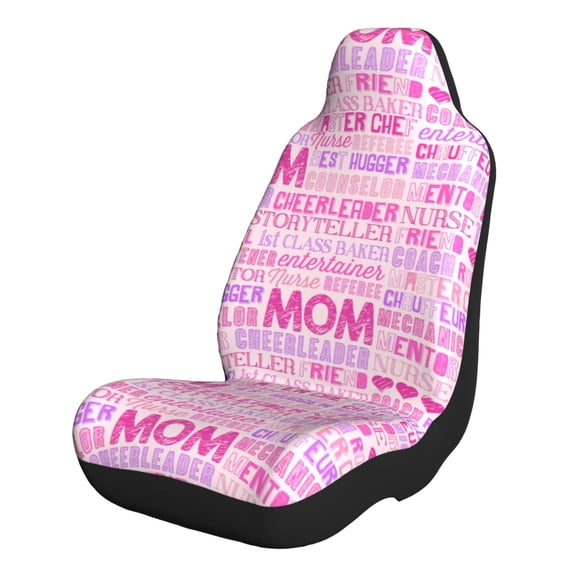 Naloa Best Mom ever Car Seat Covers 2PCs Front Car Seat Covers Universal fit for Most Cars SUVs and Trucks - 1