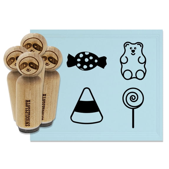 Candy Pieces Lollipop Corn Gummi Wrapped Rubber Stamp Set for Scrapbooking Crafting Stamping - Mini 1/2 Inch