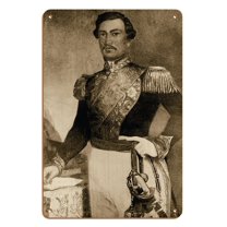 Kamehameha III - Portrait of the Hawaiian King (1813-1854) - Vintage Engraved Illustration - 8 x 12 inch Vintage Wood Art Sign