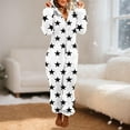 thumbnail image 2 of FRSASU Women Fuzzy Fllece Jumpsuit Pajamas Star Printed Long Sleeve Zipper Onesie Fleece Hooded Playsuit Winter Warm Rompers Sleepwear White, 2 of 5