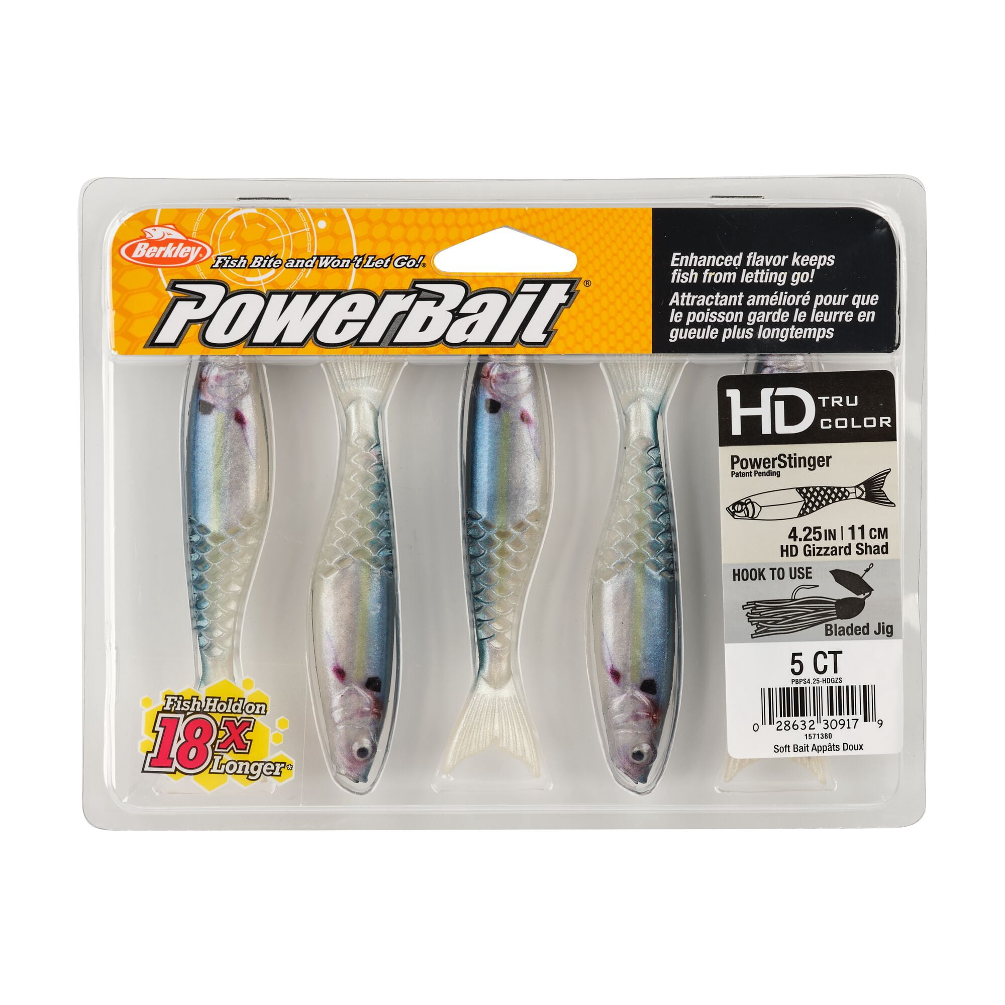 Berkley PowerBait® PowerStinger, 4.5 in, Minnows, HD Gizzard Shad (5-count)
