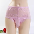 thumbnail image 2 of Odeerbi Mens Lace Pouch Underwear Valentine's Day Color Briefs 2025 Fashion Underwear Personalized High-Waist Lace Panties Buttock Covering Briefs Pink, 2 of 6