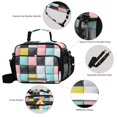 thumbnail image 3 of FORMRS Student Lunch Bag Insulated Reusable Cooler Box with Zipper Pockets, Gray Checkered Pattern, 3 of 9