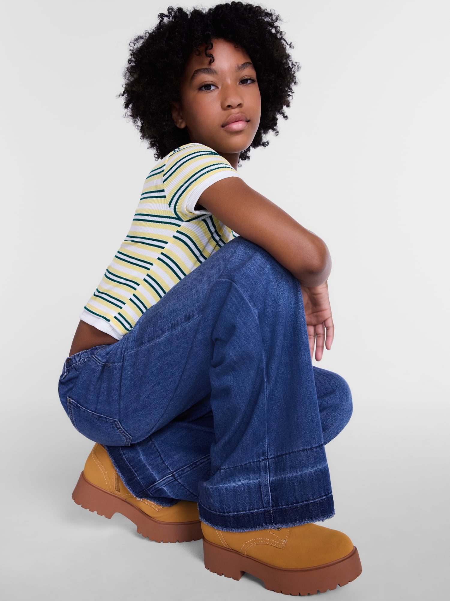 Weekend Academy Girls Tie Waist Cotton Jeans, Sizes 4-18