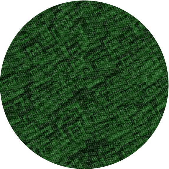 Ahgly Company Machine Washable Indoor Round Transitional Green Area Rugs, 7' Round