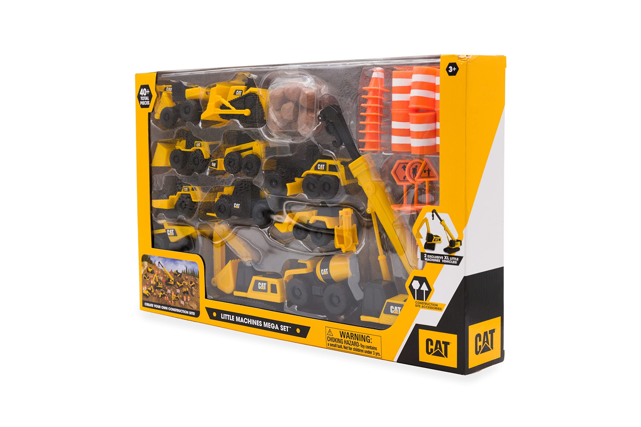 CAT Construction Toys, Little Machines Mega Set – 40+ Pieces. All Parts Are Molded  The Same “Catipillar Tough Plastics. Construction Site Playset,