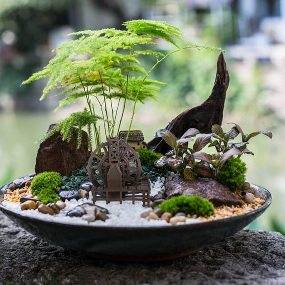 NIAIZEK Brown Mini Plastic Water Fountain Aquarium Decoration for Home and Office, Realistic Design, 7.5x4.5x9.5 Inches