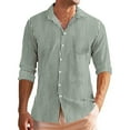 thumbnail image 3 of Muscularfit Green Dress Shirts Striped Pocket French Cuff T Shirt Collared T Shirts Long Sleeve Mens Casual Shirts,XXXL, 3 of 7